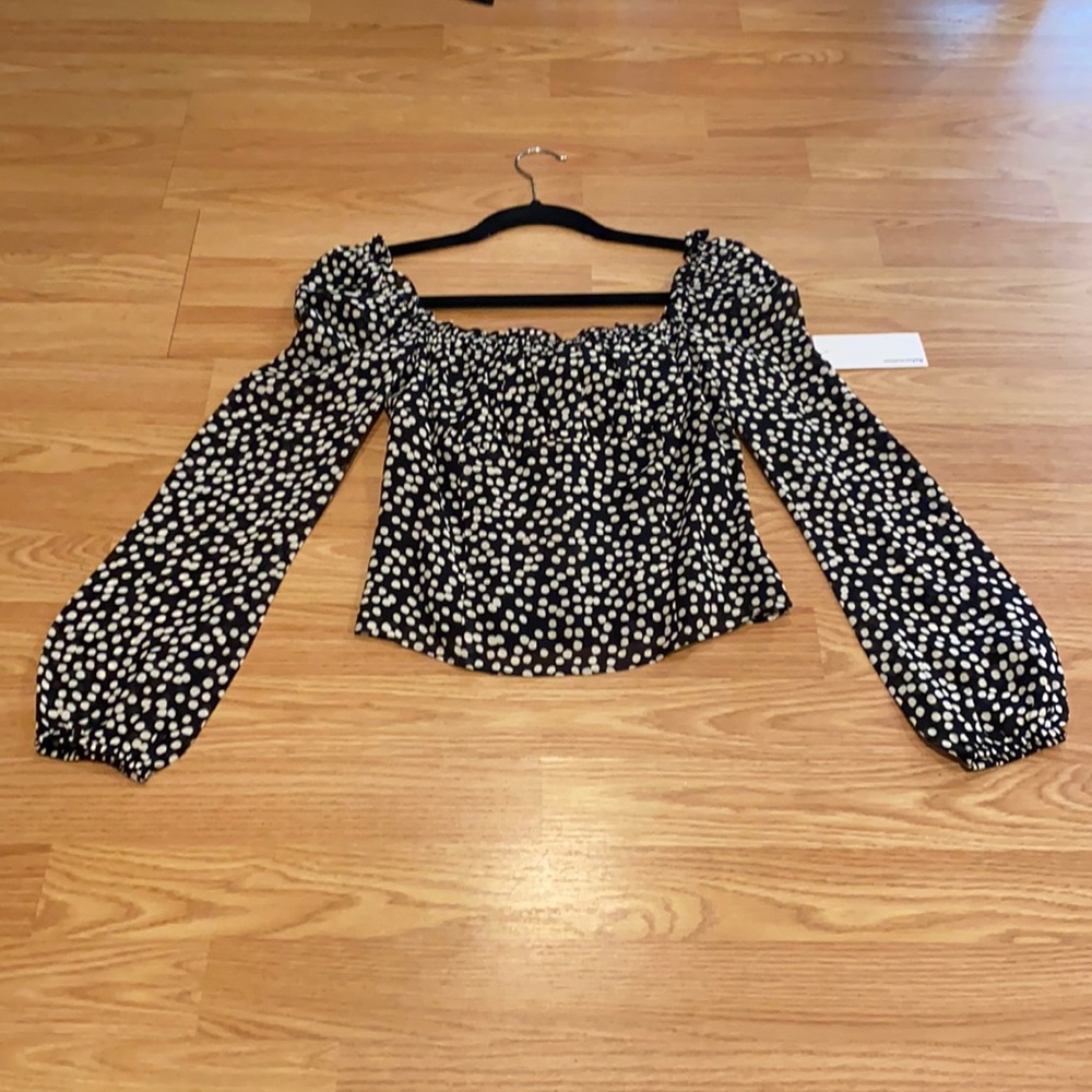 Reformation Smocked Squareneck Polkadot Top